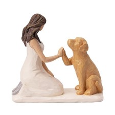 BUTILIVEEN Resin Woman with Dog Figurines, Sympathy Dog Memorial, Pet Loss Gi...