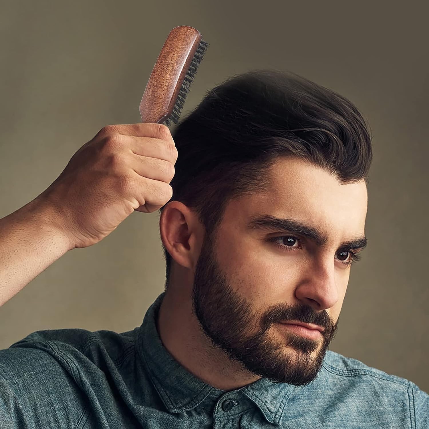 Hair brush for Men, Boar Bristles Slick Back Hair Brush for Fine Thin Medium Hai