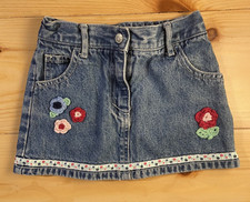 Childrens Place 24mos/2T 100 Cotton Vintage Denim Girls Skirt Flower Embroidery