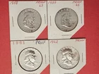 LOT OF 4 FRANKLIN HALF DOLLAR PROOF COINS - 1958,59,61 and 1962 OUTSTANDING ITEM