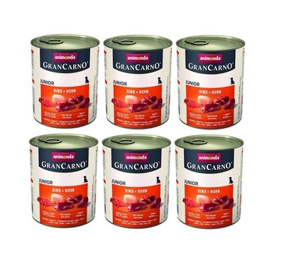 ANIMONDA GranCarno JUNIOR Nassfutter für Hunde RIND + HUHN 6 x 800g