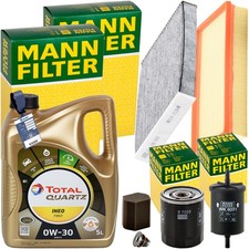 MANN INSPEKTIONSPAKET+5L TOTAL 0W-30 ÖL passend für CITROËN C3 OPEL CROSSLAND+X