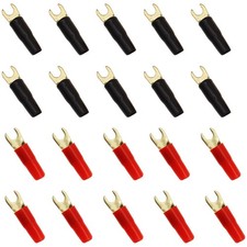 10 Pairs 8GA Spade Terminals, Black, Red, Speaker Connectors, Wire Plugs