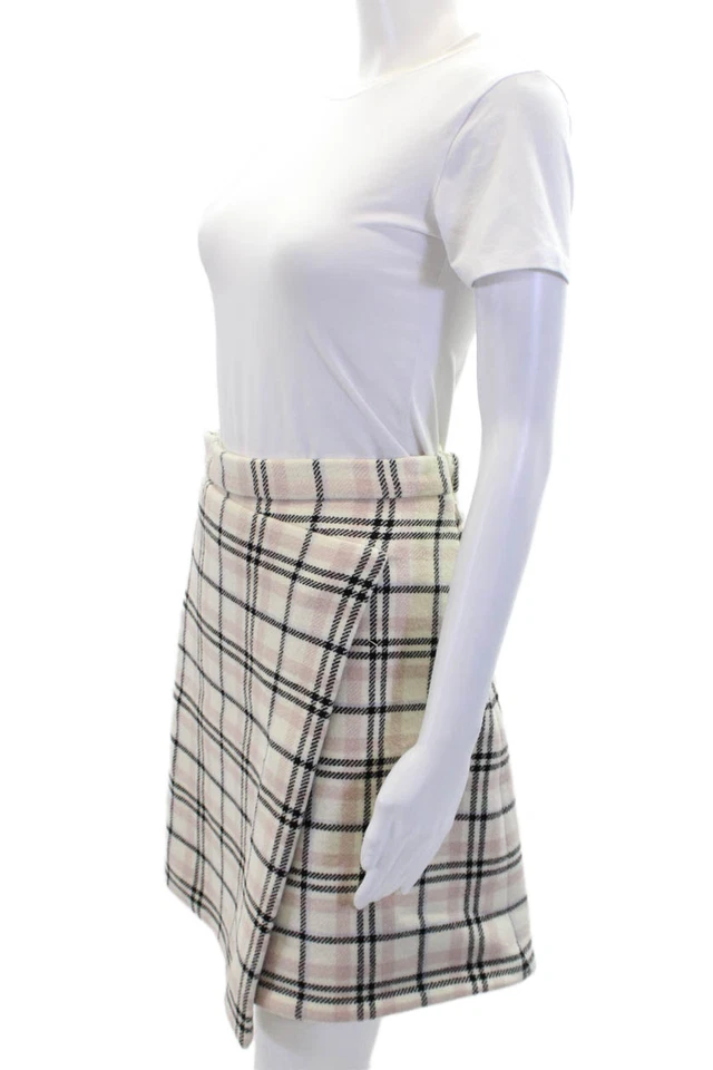 Falda tallada para mujer de lana forrada a cuadros línea A rosa talla múltiple 36 Foto 2 de 4