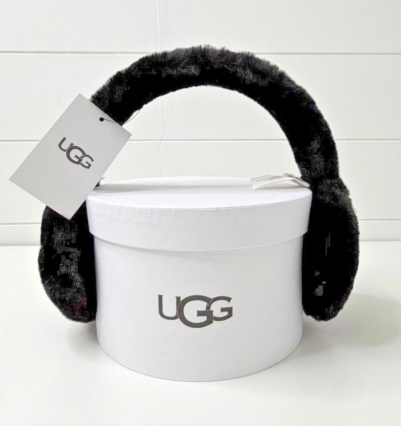 UGG Australia Minky Black Ear Muffs Shearling Sherpa Winter NWT One Size