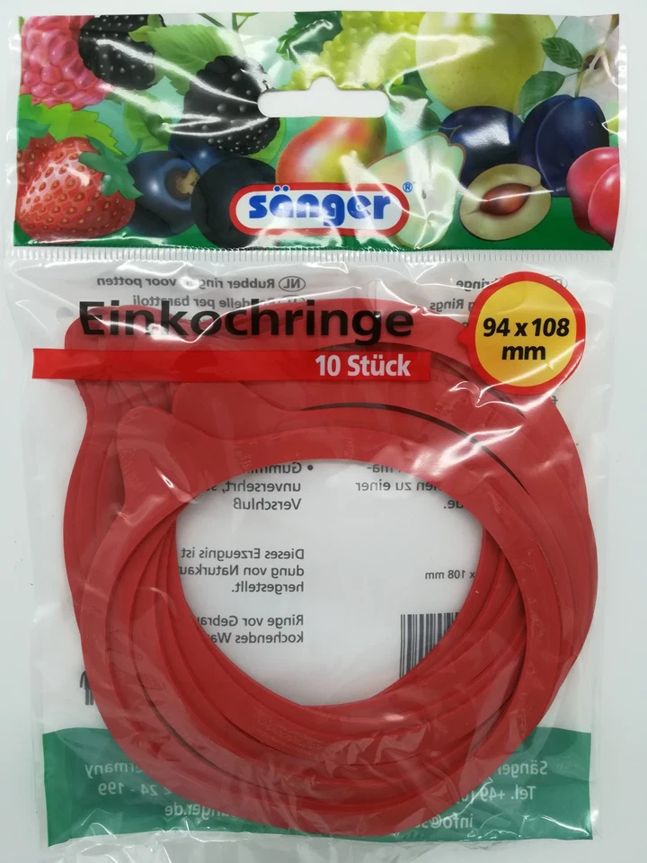100 Stck Einkochringe, Gummiringe, Einkoch-Ringe 94x108 rot
