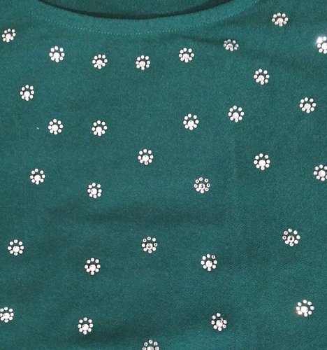 NEW Love Scarlett Top Rhinestones Tee Short Sleeve Embellished Green Sz M - Picture 5 of 7