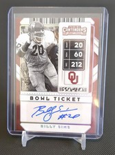 2020 Panini Contenders Draft Picks Billy Sims Autograph /99 Gem Mint? Lions