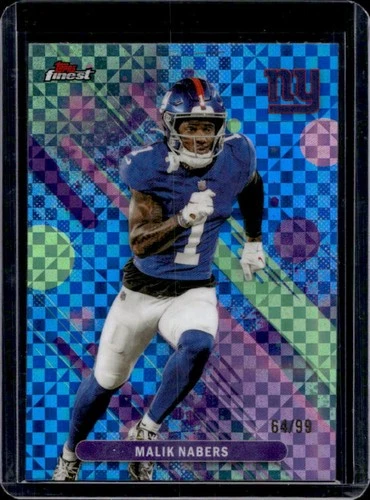 2025 Topps Finest Malik Nabers Blue X-Fractor #/99 Giants