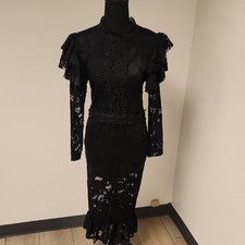 Fashion Nova Black Lace Midi Dress Size Large