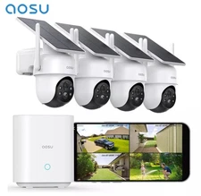 Security Cameras Outdoor Wireless 4 Cam Kit Solar Power 360 Pan 2K 5G 2.4G