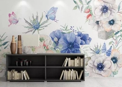 3D Flower Floral Watercolor Wall Murals Wallpaper Murals Wall Sticker 8 - Image 1 of 4