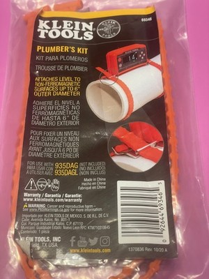 Klein Tools 69346 Plumber s Kit Level Strap for Non-Magnetic Pipe New Sealed