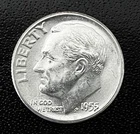 1955-P  10c SILVER Roosevelt Dime Gem BU/MS. Free Shipping (R015)