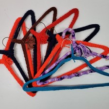SET 8 appendiabiti vintage in filo all'uncinetto multicolore