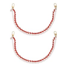 2Pcs 17.7'' Pearl Purse Double Chain, Purse Extender Chain Red, Gold Chain 