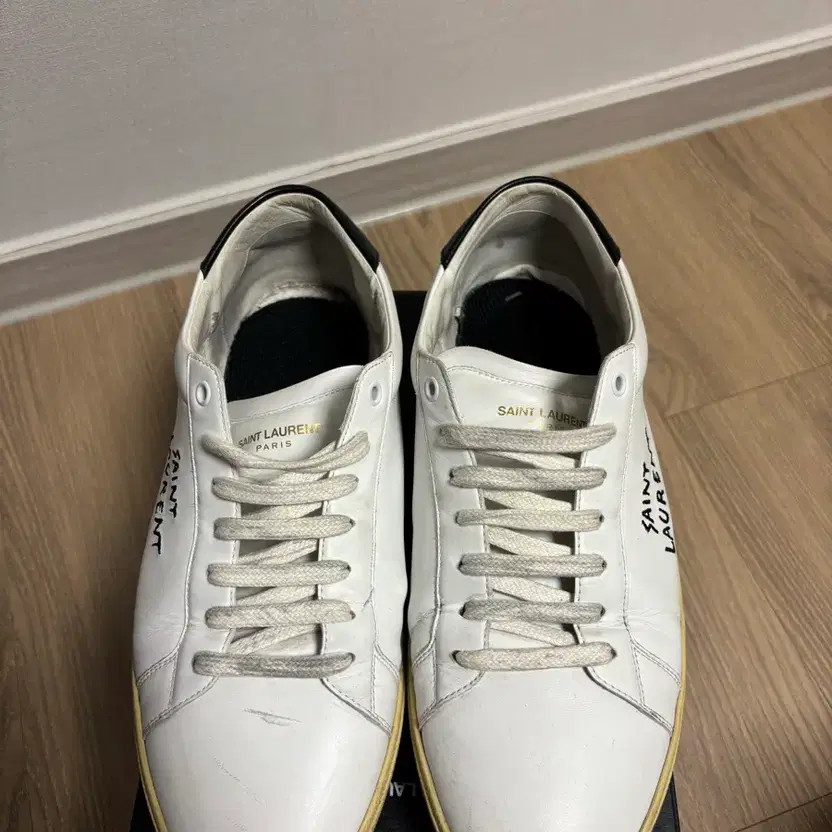 Saint Laurent White Leather Sneakers with Black Tabs - Size 43.5 thumbnail 3