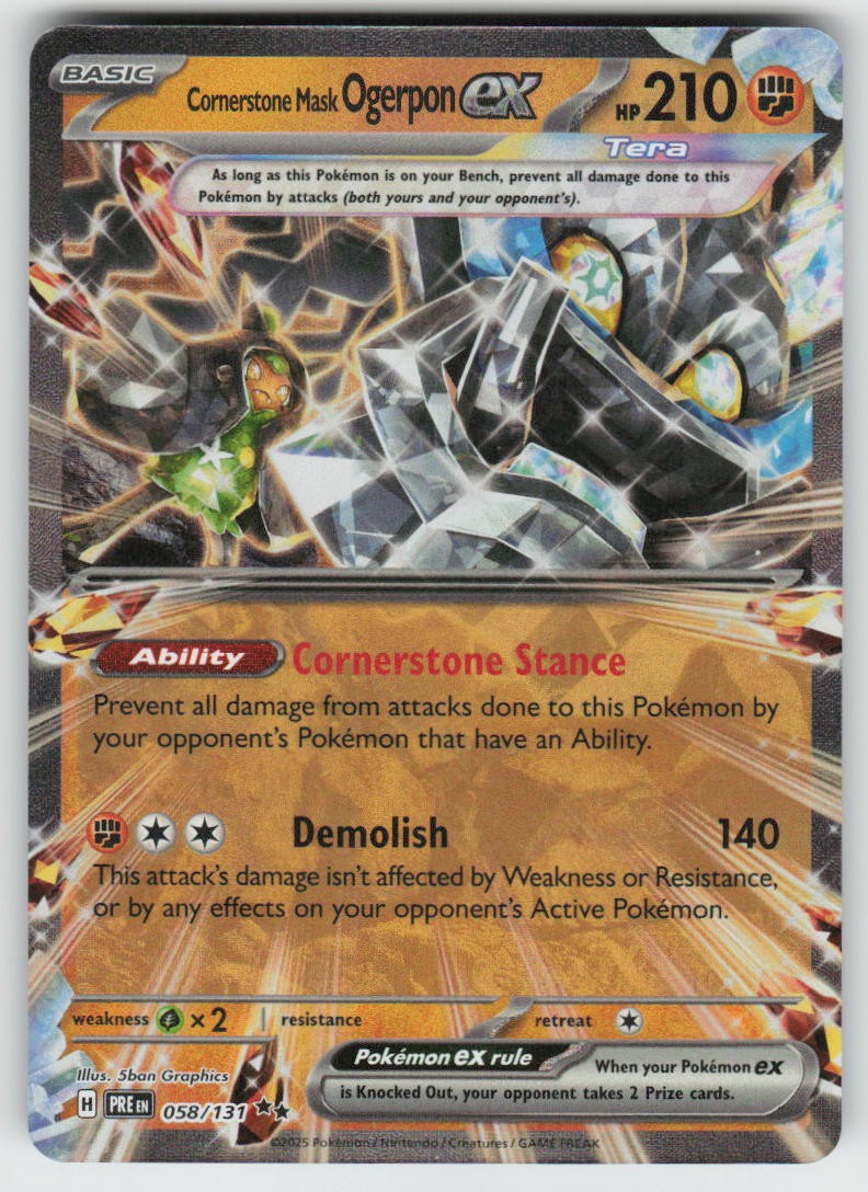 Cornerstone Mask Ogerpon ex 058/131 Holo Prismatic Evolutions Pokemon Holo NM