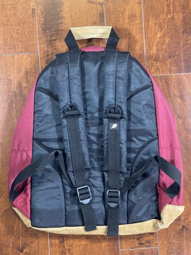 GreatLand Backpack Vintage Leather Bottom Burgundy Adjustable 16" x 16" x 6" - Picture 4 of 13