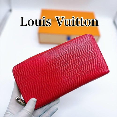 Louis Vuitton Zippy Wallet Epi Coquelicot Red Silver Used From Japan