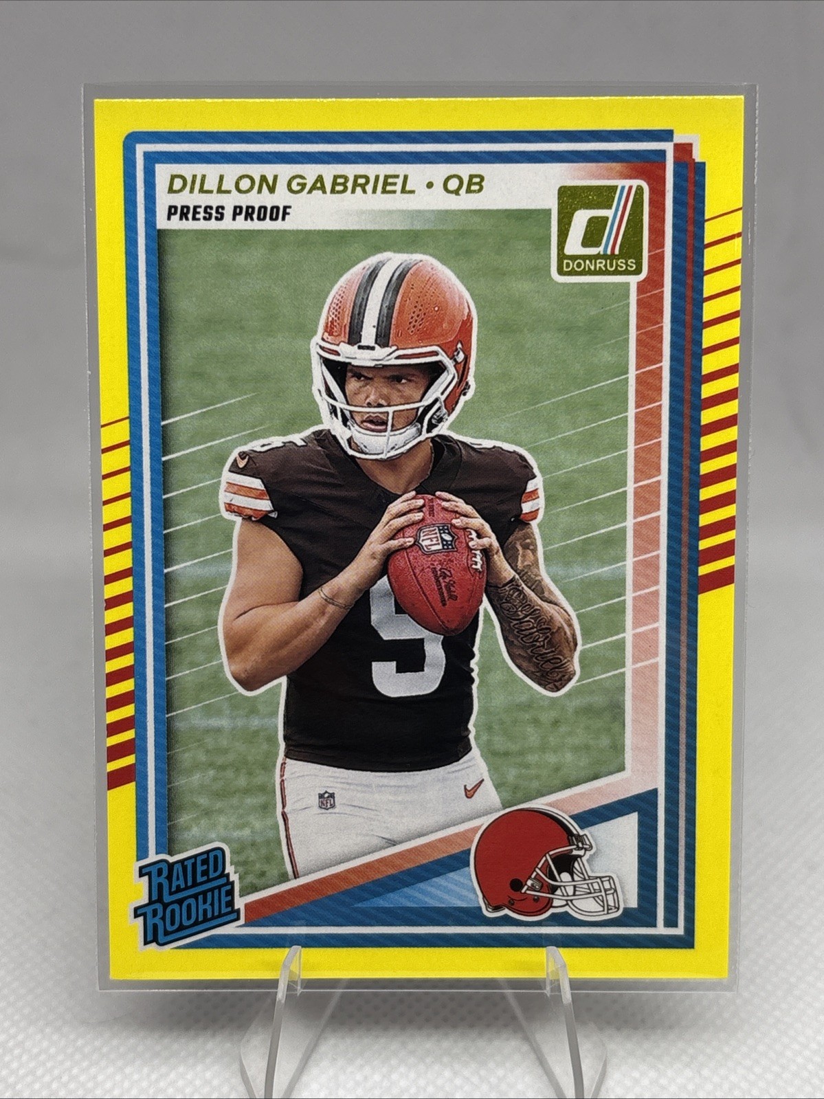 2025 Panini Donruss Dillon Gabriel Rated Rookie Yellow Press Proof #316