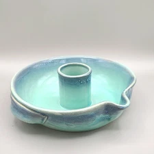 Tumbleweed Pottery Upright Chicken Cooker Roaster in Blue