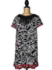ANTHROPOLOGIE FLOREAT "ABELIA" BLACK WHITE SHIFT DRESS S / SMALL  CROCHET DETAIL