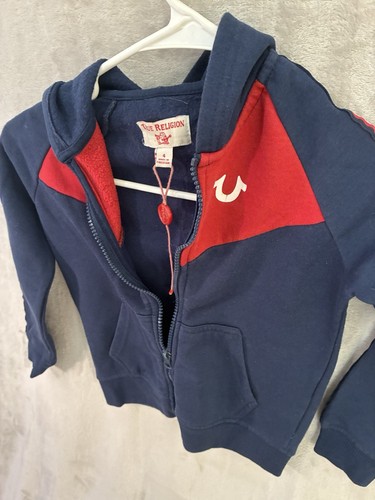 True Religion Kids Zip Up Hoodie Size 4 Kangaroo Pockets Long Sleeve Track - Picture 6 of 12