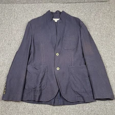 Brooks Brothers Red Fleece Blazer Mens Medium Navy Blue Pockets Chore Utility