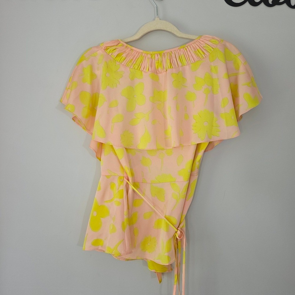Kate Spade Ruffle Splash Pattern Wrap Blouse Size… - image 6