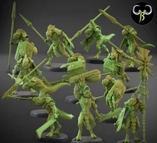 Saurian Warriors Spears X10 28mm Lizard Men Fantasy Aztec Dinosaurs Warriors