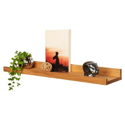 Picture Bar Wooden 60cm - Real Oak Wood, Free Floating Shelf Board inc...