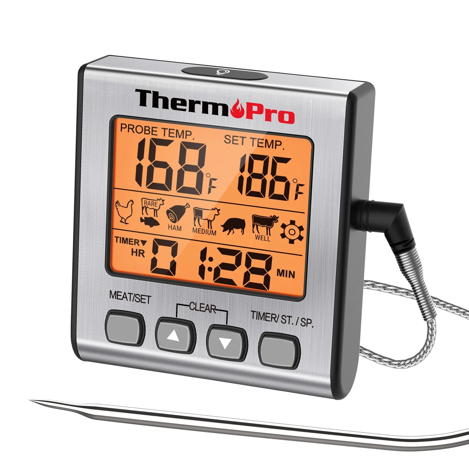 ThermoPro TP16S Digital Meat Thermometer for Cooking and Grilling, BBQ Food T...