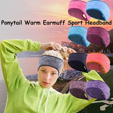 Ponytail Headband Ear Warm Earmuff Sport Headband Winter Running Sweatband Women