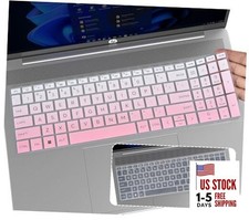 2PCS Keyboard Cover Skin for 2026-2024 HP 15.6" Laptop 15-fc Gradual Pink Clear