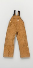 Carhartt Brown Canvas Insulated Double Knee Bib Overalls Men's 42 X 28 1/2 Loose