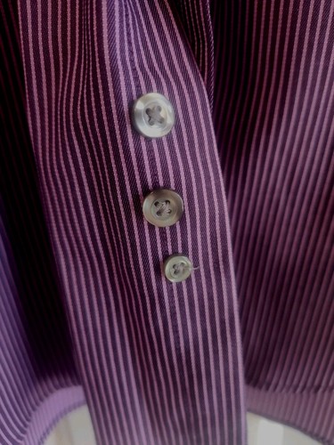 Men's Kenneth Cole Purple Stripe Dress Shirt Long Sleeves XL 17/35 Chest 50" - Picture 8 of 9