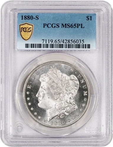 1880 S $1 Morgan Silver Dollar PCGS Gold Shield MS65 PL Proof Like Gem Uncircula
