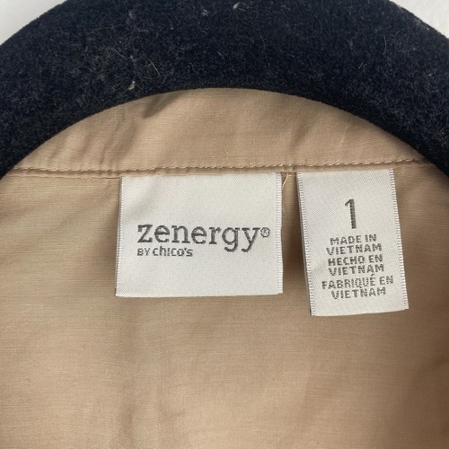 Giacca trench donna Chico's con zip taglia 1 marrone medio Zenergy leggera - Foto 2 di 8