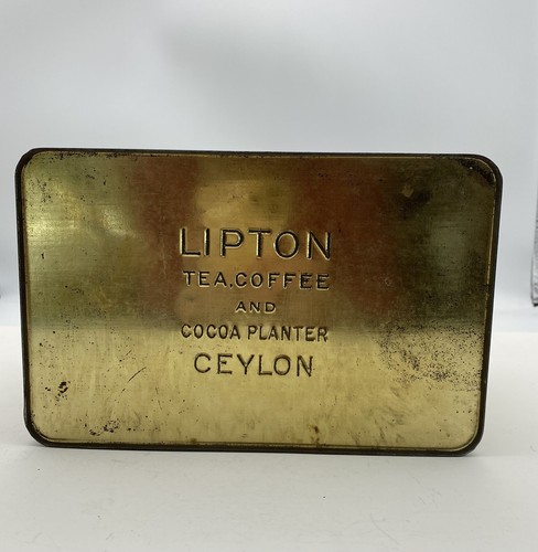 Antique Thomas J. Lipton Tea Merchant 3 lb Tin - Shows People Picking - Picture 6 of 9