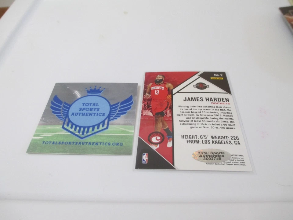 Tarjeta de baloncesto 2020 Panini Chronicles James Harden Houston Rockets autógrafo Foto 2 de 2
