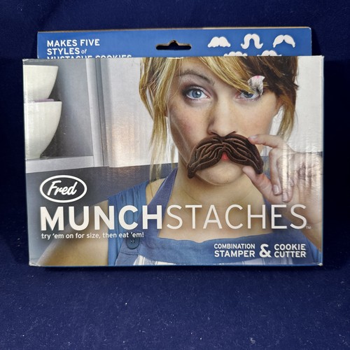 Fred And Friends Munchstaches Cookie Cutters & Stamper Combo 5 Mustache Styles - Picture 3 of 4