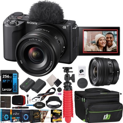 Sony ZV-E10 II Mirrorless Camera Black + 10-20mm F4 G Lens Kit &Accessory Bundle