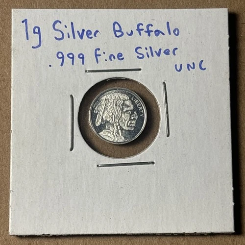 1 One GR Gram .999 Silver - Buffalo Nickel Design Uncirculated New ✨🦬 1g Silver