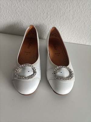 Gabor Hovercraft Damen Ballerinas Slipper Weiss Leder Größe Eur 37/4 Strasstein