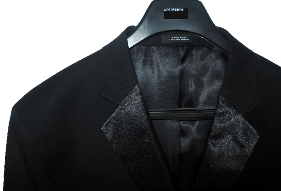 Jaqueta smoking NORDSTROM masculina Shop Tech Smart 48R 48 Reg acabamento ajuste preta nova sem etiquetas $299 - Imagem 4 de 4