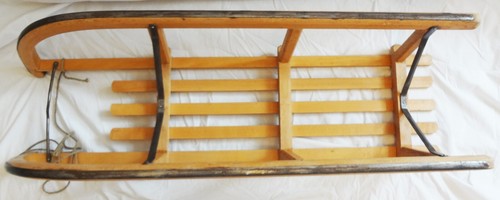 Vintage Davos Erb-Rodel Antique Wood Sled Iron Runners 42x11x10 Inches - Bild 4 von 5