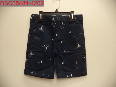 NWT - Boboli Boys Navy Sailing Print Shorts, Size 7 8434484980091