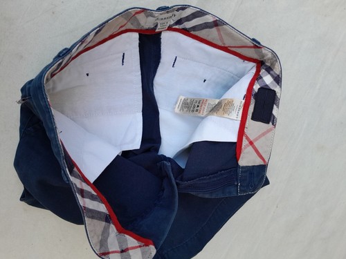 Burberry London Shorts Boy's 5 Blue Chino Nova Check Waist band Made in Turkey - Picture 12 of 15