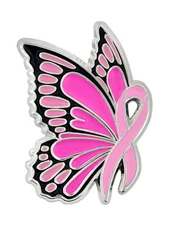PinMart's Breast Cancer Awareness Butterfly Pink Ribbon Enamel Lapel Pin